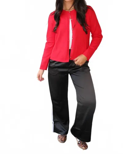 Act Pretty Button Up Cardigan In Red In Red