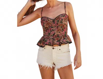Dress Forum Odette Camisole Top In Rose/black In Multi