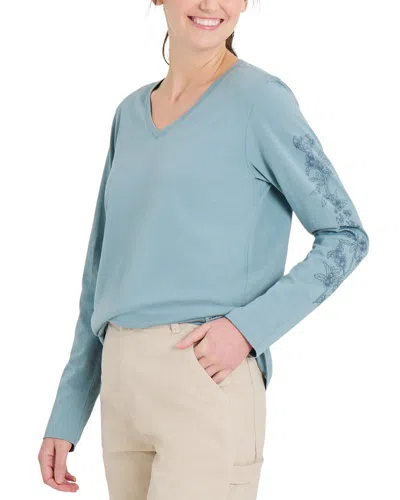 Life Is Good Long Sleeve V-neck T-shirt In Blue