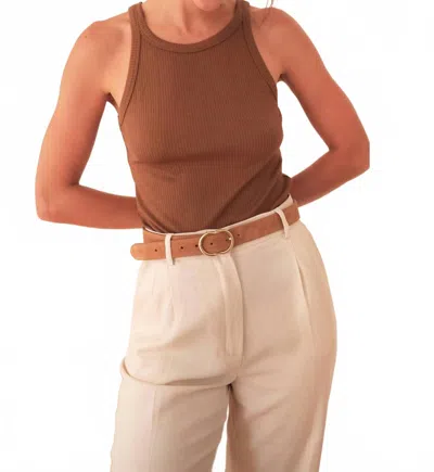Laura Laval Paris Basic Ribbed Knit Tank Top In Toffee In Brown
