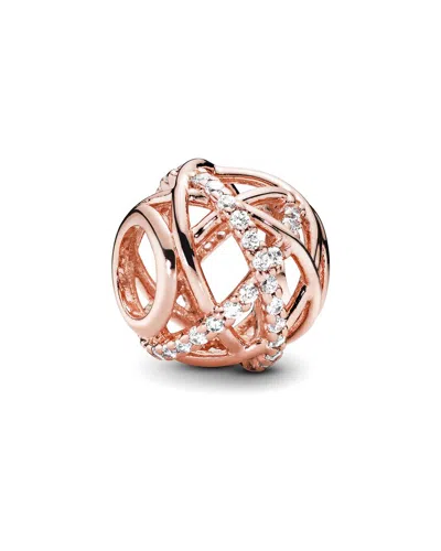 Pandora Moments 14k Rose Gold Plated Cz Charm In Pink