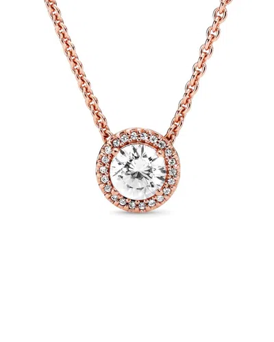 Pandora Timeless 14k Rose Gold Plated Cz Pendant Necklace In Gold