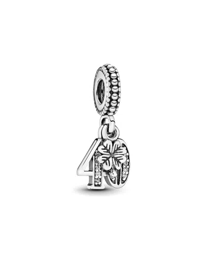 Pandora Moments Silver Cz Charm In Gray