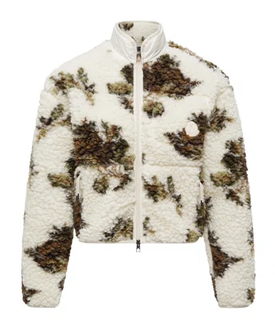Moncler Floral Print Padded Wool Blend Jumper In Multi