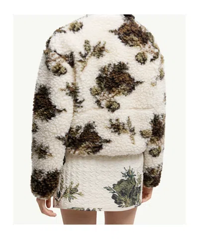 Moncler Floral Print Padded Wool Blend Jumper In Multi