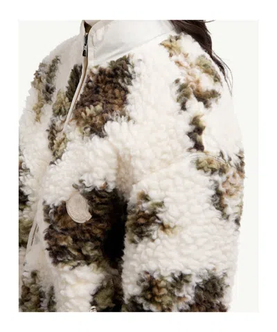 Moncler Floral Print Padded Wool Blend Jumper In Multi