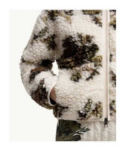 Moncler Floral Print Padded Wool Blend Jumper In Multi
