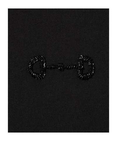 Gucci Cotton Jersey Top Crew Neck Short Sleeves In Black
