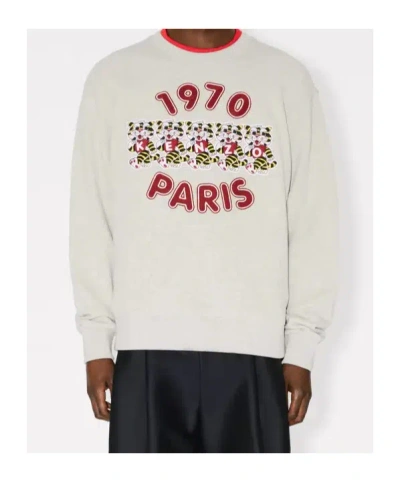 Kenzo Paris Graphic Crew-neck Sweatshirt In Neutral