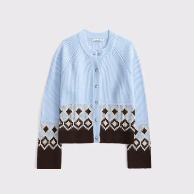 Abercrombie & Fitch Fairisle Crew Cardigan In Blue