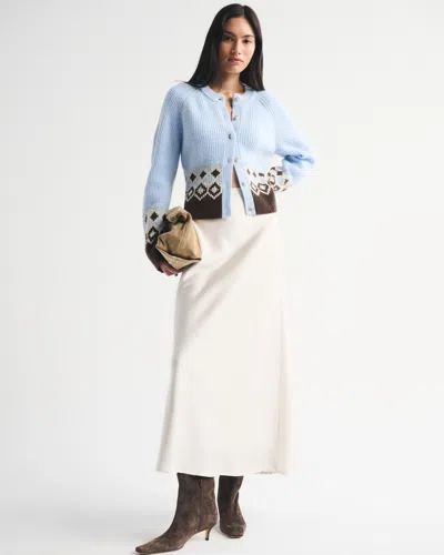 Abercrombie & Fitch Fairisle Crew Cardigan In Blue