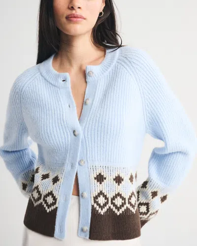Abercrombie & Fitch Fairisle Crew Cardigan In Blue