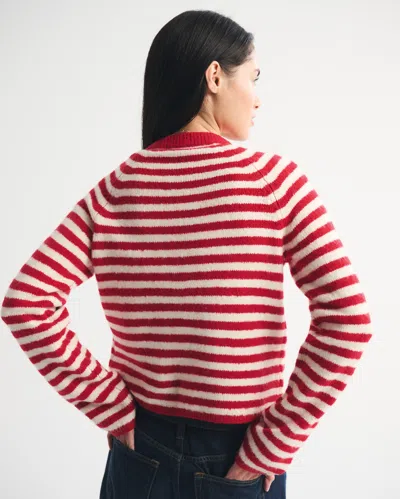 Abercrombie & Fitch Striped Crew Cardigan In Red