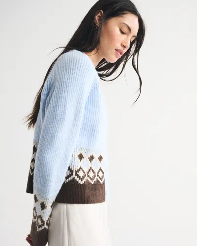 Abercrombie & Fitch Fairisle Crew Cardigan In Blue