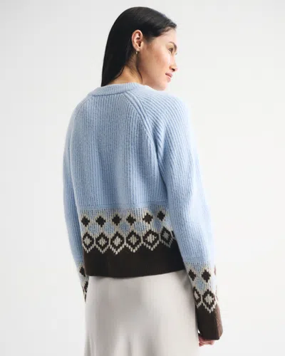 Abercrombie & Fitch Fairisle Crew Cardigan In Blue