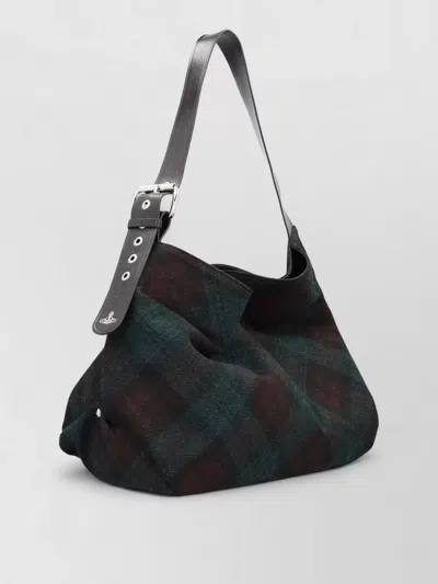Vivienne Westwood Maxime Large Shoulder Bag Harris Tweed Check Dark-check In Multi
