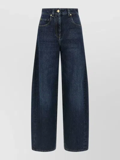 Brunello Cucinelli Barrel Leg Full Length Denim Trousers In Blue