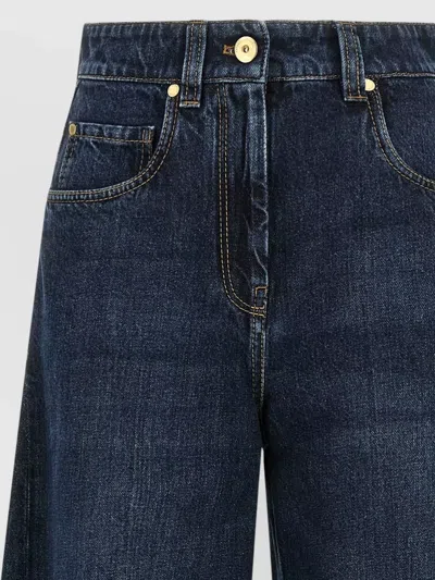 Brunello Cucinelli Barrel Leg Full Length Denim Trousers In Blue