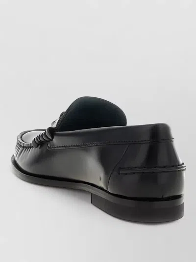 Tod's T Loafers Round Toe Gold Hardware Stitching In Black