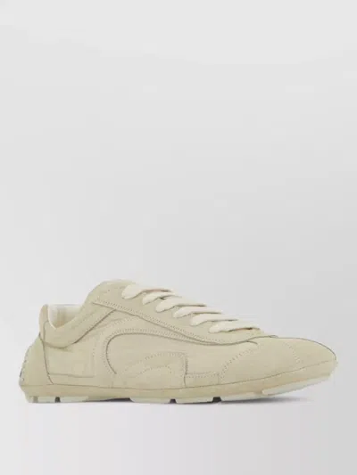 Prada Mens Neutral Montecarlo Re-edition 2005 Antiqued Leather Low-top Trainers Eur 42.5 / 8.5 Uk