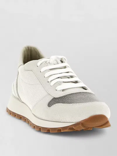 Brunello Cucinelli Women Precious Toe Sneakers In Suede And Techno Fabric In Multi