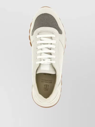 Brunello Cucinelli Women Precious Toe Sneakers In Suede And Techno Fabric In Multi
