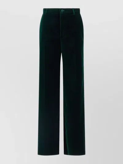 Gucci Tailored Velvet Trousers Featuring Belt Loops In Green