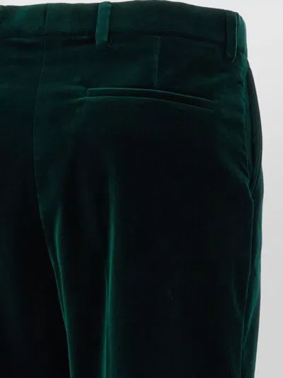 Gucci Tailored Velvet Trousers Featuring Belt Loops In Green
