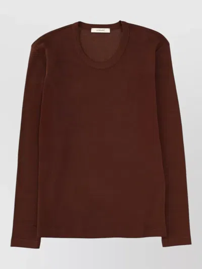 Lemaire Long Sleeve Round Neck Top Design In Brown