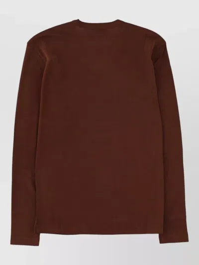 Lemaire Long Sleeve Round Neck Top Design In Brown