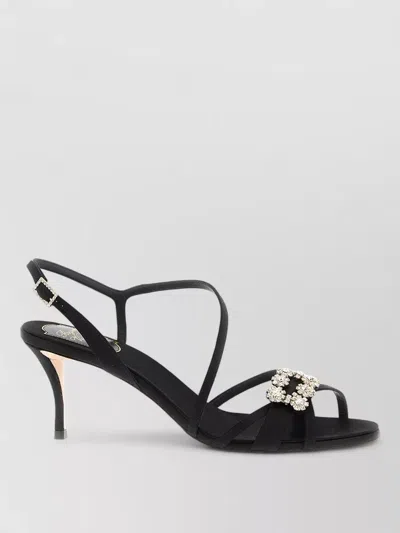 Roger Vivier Strass Sandals Slingback Straps Mini Flowers In Black
