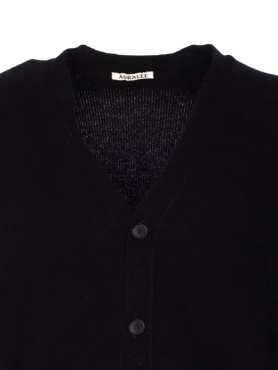 Auralee Baby Cashmere Cardigan Long Sleeves V Neckline In Black