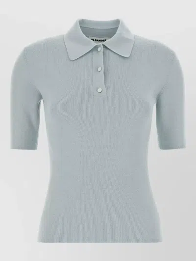 Jil Sander Wool Polo Shirt Collar Short Sleeves In Animal Print