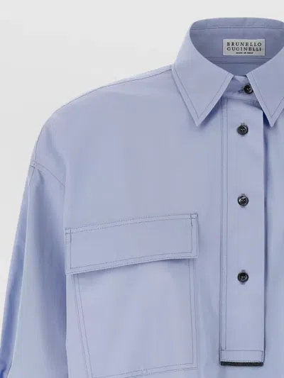 Brunello Cucinelli Shirt Featuring Collared Neck And Pockets In Blue
