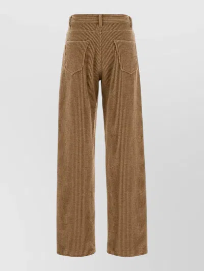 The Row Clair Corduroy Wide Leg Tailored Trousers In Brown