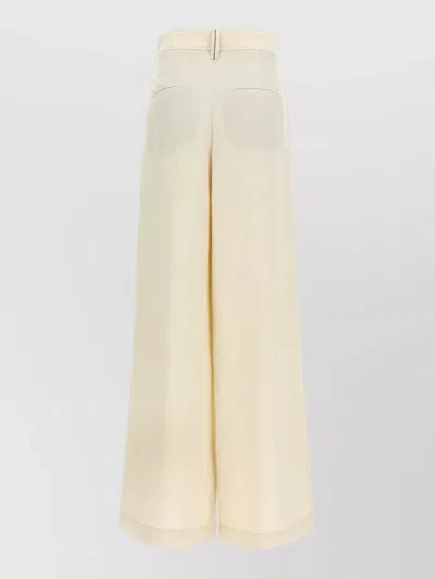 Brunello Cucinelli Women Ivory Fluid Twill Sartorial Wrap Trousers In Neutral