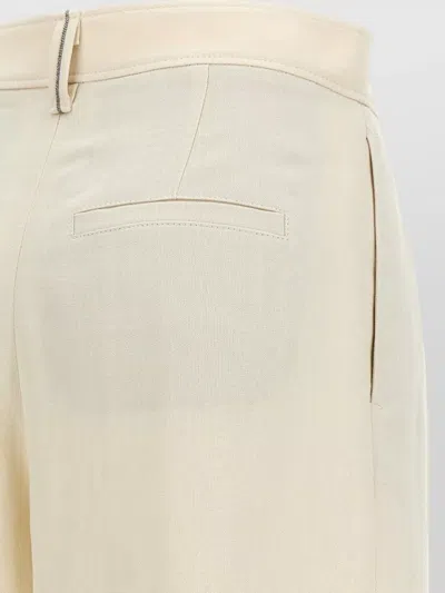 Brunello Cucinelli Women Ivory Fluid Twill Sartorial Wrap Trousers In Neutral