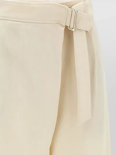 Brunello Cucinelli Women Ivory Fluid Twill Sartorial Wrap Trousers In Neutral
