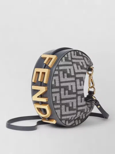 Fendi Mini Shoulder Bag Gold Hardware Strap In Gray