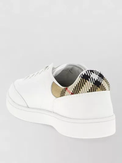 Burberry Leather Sneakers Patterned Heel Rubber Sole In Multi