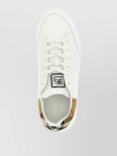 Burberry Leather Sneakers Patterned Heel Rubber Sole In Multi