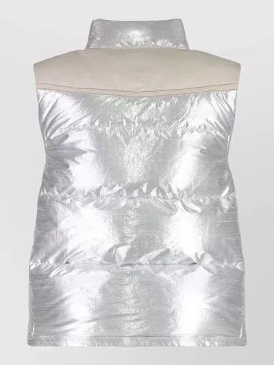 Moncler Pinchot High Collar Sleeveless Padded Gilet In Silver