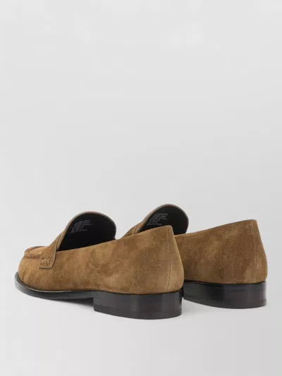 Tory Burch Suede Penny Strap Loafers Round Toe In Animal Print