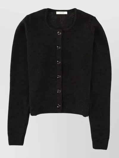 Lemaire Crew Neck Knitwear Long Sleeve Ribbed Style In Black