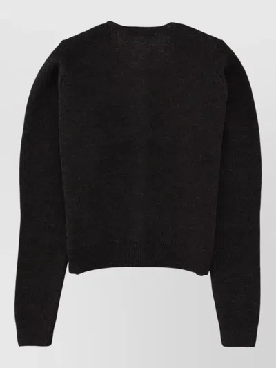 Lemaire Crew Neck Knitwear Long Sleeve Ribbed Style In Black