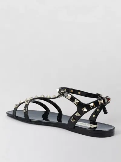 Valentino Garavani Rockstud Rubber Sandals Ankle Strap Design In Black