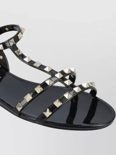 Valentino Garavani Rockstud Rubber Sandals Ankle Strap Design In Black
