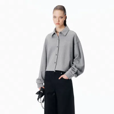 Alexander Wang Button Up Cropped Shirt In Gray
