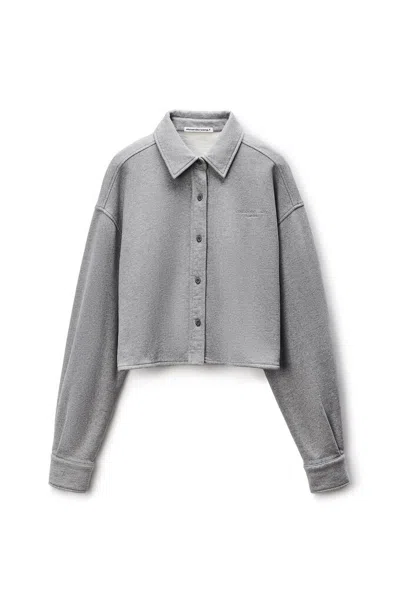 Alexander Wang Button Up Cropped Shirt In Gray
