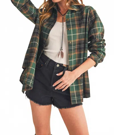 Aemi + Co Katie Flannel Shirt In Green In Green